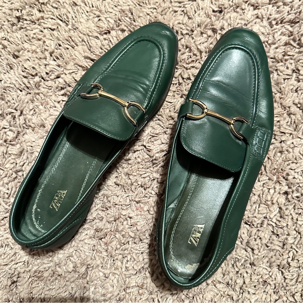 ZARA Dark Green Loafers Size 42